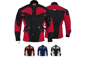 German Wear Herren Motorradjacke aus Textil mit 4 CE-Protektoren - Winddicht Lange Jacke mit Kombizipper aus 4 Schichten - Abnehmbar & Washbar Thermofutter - 8 Taschen protektorenjacke