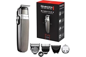 Remington Tondeuse Barbe [Multifonction Cheveux] Heritage (Design Premium Vintage, Précis, Lames T en acier inoxydable auto-affûtées, 11 accessoires: 8 Sabots 3-25mm, Wet&Dry) PG9100