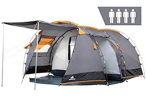 CampFeuer Tenda a tunnel per 4 persone "Super+" | Tenda a tunnel con tenda | Antivento, Impermeabile, Ultraleggero | Tenda da campeggio con zanzariera | Tende per campeggio, all'aperto, spiaggia ed
