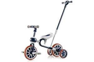 ‎GOPLUS GOPLUS 4 in 1 Multifunktionaler Kleinkinder Dreirad, Kinder Balance Fahrrad mit verstellbarem Schiebegriff, 2-stufiger Sitzhöhe und umkehrbarem Lenker, Laufrad für Jungen und Mädchen (Blau)