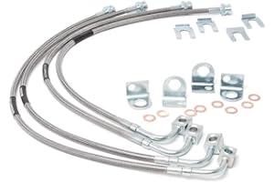 Rough Country Edelstahl Bremsleitungen für 2007-2018 Jeep Wrangler JK - 89716, vorne & hinten, rostfrei