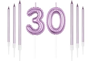MCISKIN Różowy zestaw świec urodzinowych, liczba 30 świeczników z 6 szt. długich świec, zestaw 30 świec, zestaw świec na 30. urodziny, świeczki urodzinowe, dekoracje na przyjęcie urodzinowe, rocznicę ślubu