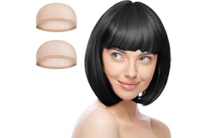 AUYAO Parrucca Caschetto, Colorate Parrucca Set con 2 Cappuccio Parrucca, Parrucche a Spalla di Bob Cosplay Parrucca per Spettacolo Teatrale, Carnevale, Halloween, Festa