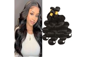 Huarisi 4 paquetes de extensiones de cabello brasileño onda del cuerpo de cabello virgen sin procesar 14 16 18 20 Cabello suaves de color negro natural tejidos para cabeza completa
