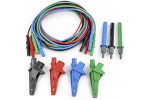 HTI Juego de 4 cables, 4 cocodrilos y 3 puntas de prueba