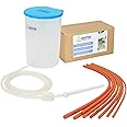 NETTIE Premium Enema Kit, 1500ml can with lid, extra-long 1.5-meter PVC tube, pinch clamp and enema nozzle for home use with Pack of 7 Enema tube