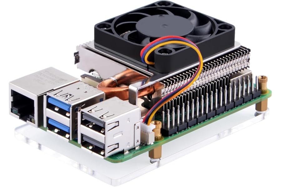 GeeekPi Ultra Thin ICE Tower Cooler for Raspberry Pi 5, Aluminium Active Cooler with 40x40x7mm PWM Fan for Raspberry Pi 5 4GB/8GB/16GB