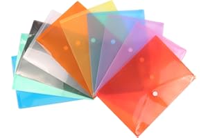 GEU Lot de 10 Pochette Plastique A5 Couleurs, Porte Documents Classeur A5 avec Fermeture à Pression Porte-Documents Imperméable Organisation pour Voyage Famille Bureau École Déposer (24 x17 cm)