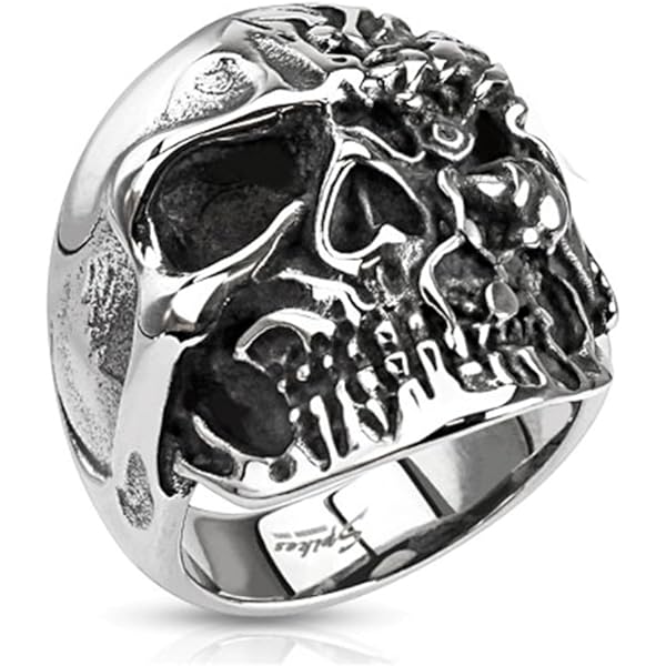 BlackAmazement Totenkopf Ring - Edelstahl Biker Gothic Schmuck