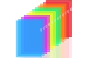 WOOBROO Dossiers en plastique transparent A4,12PCS Pochette Plastique A4,Pochette Document 6 Couleurs Vives Transparent Plastique Sous Chemises Rigide pour Ranger et Classer Papiers, Documents.