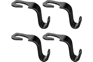 KEYQUEEN 4 Pack Car Seat Headrest Hook, Car Purse Hook Car Headrest Hook Car Seat Back Hook Auto Seat Headrest Hooks for All Vehicle Car Handbag Clothes Coats Grocery Bags (Black, Max Capacity: 20KG/44lb)