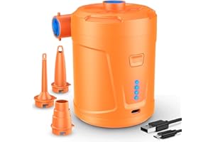 SUPPOU Pompe à air électrique, Batterie Rechargeable 5200 mAh, Gonfleur Matelas Gonflable avec 3 Buses d'air, Gonfleur Rapide pour Bateau Pneumatique/Matelas Pneumatique