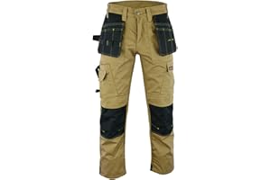 WrightFits Pantalon de Travail Pro Builder pour Hommes Pantalon Cargo de Combat de sécurité à Usage intensif - Multi Poches & Poches pour genouillère - Triple Couture - Vêtements de Travail durables
