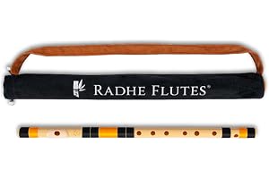 Radhe Flutes | PVC Fiber | C Natural | Right Handed | Black & Orange Threads | Assorted Colours for Velvet Cover + Complete Flute Beginners Online Course In Hindi and English