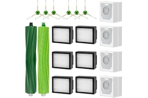 Moupaa Zestaw akcesoriów do Roomba Combo i5, i5+, j5, j5+, J5+, części zamienne do odkurzacza, 2 szczotki główne, 6 szczotek bocznych, 6 filtrów Hepa, 4 worki na kurz