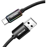 Rocoren Type-C to USB-A RGB Aydınlatmalı 3A Hızlı Şarj ve Data Kablosu 2 Metre