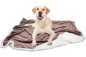 PAWSEE Dog Fleece Blanket, Large Washable Soft Warm Fluffy Sherpa Plush Pet Blankets for Dogs Puppy Doggy Cats Double Thickness Throws 152 x 127 cm Brown