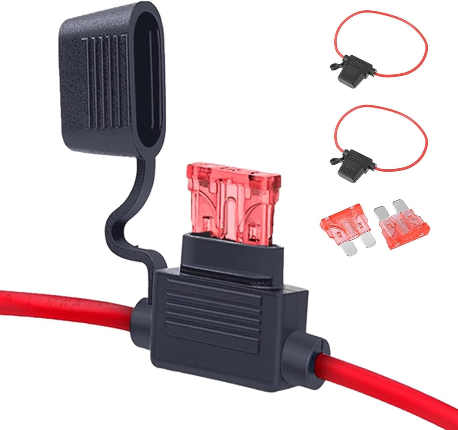 12V Inline Fuse Holder Blade Fuse – 2 Pack 10A Waterproof Automotive Fuse Holder Kit 16 AWG Wiring Harness for Car, Truck, Motorcycle, Boat Easy Install Circuit Protection for DIY Electrical Projects