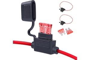 12V Inline Fuse Holder Blade Fuse – 2 Pack 10A Waterproof Automotive Fuse Holder Kit 16 AWG Wiring Harness for Car, Truck, Motorcycle, Boat Easy Install Circuit Protection for DIY Electrical Projects