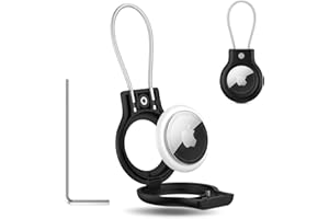 Vancle für AirTag Anhänger, 1 Stück Secure Halter Apple Airtags Hülle - Air Tags Safe Lock Case mit Edelstahlkabel für Gepäck, Fahrräder, Rucksäcke & Hunde Katzenhalsbänder (Schwarz)