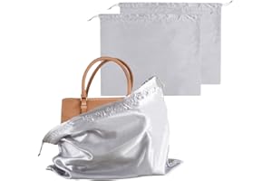 HBJSP Dust Bags for Handbags, Silk Dust Cover Storage Bags for Handbags, Handbag Dust Bags, Dustproof Drawstring Storage Pouch, Dust Covers for Clothes Handbag Purse Shoes Boots-2PCS (Silver)