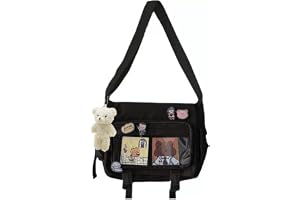 MILLEVIBE Kawaii Crossbody ita-väska för kvinnor plysch björn brosch - japanska messengerväskor Y2K axelväska