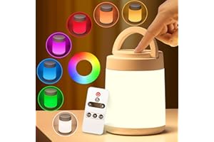 One Fire Luce Notturna Bambini Lampada da Comodino, 10 Colori Dimmerabile Lampada Led Ricaricabile, Telecomando+Timer Lampade da Comodino,Lampada Touch Lampada a Batteria Portatile Lampada Senza Fili