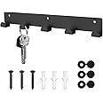 Key Holder for Wall, Key Hooks Wall Mounted, Key Racks for Wall, Black Metal Key Hooks with 5 Hooks, Key Hangers Heavy Duty Hooks for Hallway Kitchen Bedroom Living Room Bathroom Office