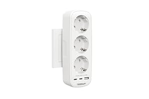 TESSAN 6 en 1 Ladron Enchufes Plano con USB C, 6 en 1 Enchufe Multiples, Ladrón Enchufe con 3 Tomas Schuko y 3 USB, Ladrones para Enchufes 16A 3600W, Regleta Pared para Hogar, Oficina, Cocina