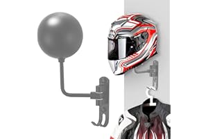 Olymajy Helmet Stand, Motorcycle Helmet Display Stand with Hook, Wall Mounted Rotatable Hat Stand, Hard hat, Handbag Storage Display Stand