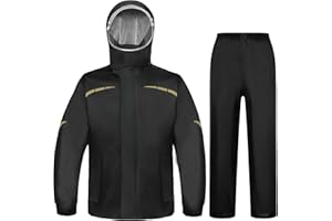 7VSTOHS Combinaison de Pluie Imperméable et Réfléchissante Homme, Splits Cyclisme Manteaux, Veste et Pantalon Imperméables 2 Pièces, Homme/Femme Blouson Léger Veste de Randonnée