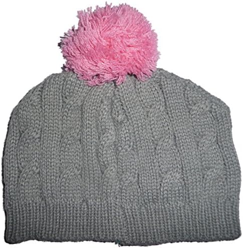 Dog Winter Beanie Hat with Bobble Knit Hat Knitted Hat with Ear SCHLI0TZ 30 – 45 cm head circumference (Grey with Pink Bobble)
