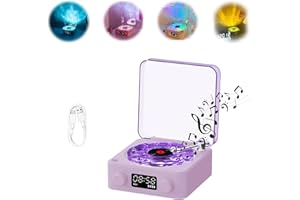 BUILRAND Vinyl Speaker The Waves Vinyl Record Player Wireless Bluetooth Speaker with RGB Light Retro Record Player Shape Speaker Stereo Sound Audio Music Player with TF AUX Mode White Noise Speaker Gifts