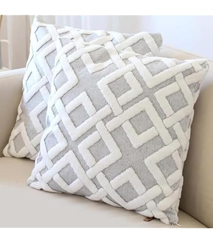 2 Federe Per Cuscino Quadrate 45x45 Cm In Cotone Ricamato - Morbide E Decorative Per Divano, Letto E Soggiorno (Pesce Blu) - copertina