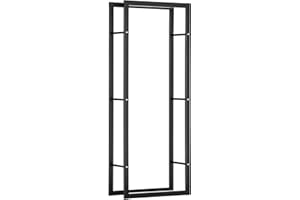 HOMCOM Range bûches Etagère porte bois de cheminée porte-bûches intérieur et extérieur charge max. 100 Kg dim. 60L x 25l x 150H cm métal noir
