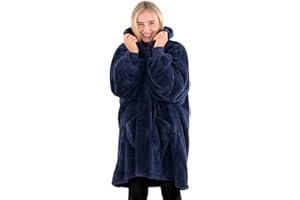 Snug Rug Hoodie Sweat Plaid a Capuche Couverture à Capuche surdimensionnée Douce et Chaude en Tissu Sherpa Polaire Taille Unique et Unisexe - Taille Unique (Bleu Marine)