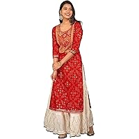 Sanganeri Kurti Womens Cotton Embroidred Kurta With Printed Pant Set (Pink)
