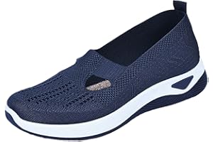 DFSDJEUW Womens Trainers Wide Fit Wedge Shoes Slip On Arch Support Tennis Sneakers Breathable Mesh Orthopedic Wedge Trainer Comfortable Non Slip Soft Sole Walking Trainers Low Top Outdoor Shoes