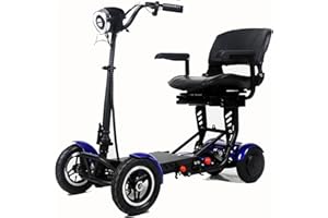 GLCFOUND 4 Wheel Mobility Scooter Lithium Battery Load Capacity 150 kg for Adults and Elderly People Outdoor 25 Km+ Long Range Power Extended 10Ah Battery for Disabled Travel Scooter Blue