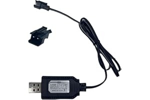 BaiWeiDun 7.4V USB Charger Cable with SM-2PIN Plug Compatible RC Car/RC Plane/RC Tank/RC Boat and Other Remote Control Toys for Universal 7.4V Lipo Battery USB Charger with Battery Protection