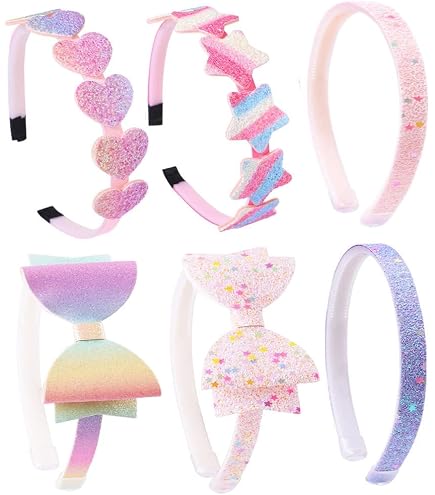 Cerchietti Glitterati Per Bambine 4 Pezzi: Elastici Arcobaleno Con Coriandoli E Dentini - LAKJUOZ