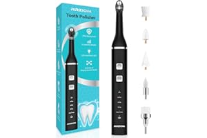 Macchine Per La Lucidatura Dentale, RRZIOM Kit Pulizia Denti per Per la pulizia e lo Sbiancante, Pulizia Denti Tartaro Impermeabile con Luce LED, 5 Testine, 5 Modalità, Ricaricabile