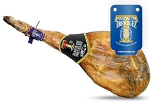 LalolaGourmet® - Jamón Serrano de Trevélez I.G.P. Etiqueta Azul (7,5–8 kg) – Curación Natural +17 Meses – Sin Gluten, Sin Aditivos ni Conservantes – Jamón Aromas de Sierra Nevada