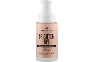 ‎ESSENCE COSMETICS essence BRIGHTEN UP! perfecting primer, Nr. 02, Nude, feuchtigkeitsspendend, abdeckend, grundierend, natürlich, vegan, ohne Parabene, ohne Mikroplastikpartikel, Nanopartikel frei, 1er Pack (20ml)