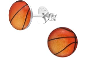 Laimons Kids Pendientes para niña Disco con diseño de pelota de baloncesto Disco Plata de ley 925
