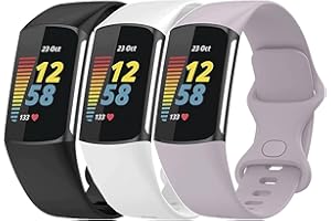 Baaletc Bransoletki kompatybilne z Fitbit Charge 5, silikonowe, zastępcze bransoletki, kolorowe paski, akcesoria z metalową klamrą, duże, małe do zegarka Fitbit Charge 5