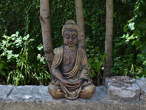 Herrlicher großer Buddha Feng-Shui in Exklusivfarbe Mönch aus Steinguss, frostfest - 3