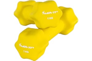 MOVIT set de 2 haltères en néoprène, haltères courts avec surface en néoprène, haltères en 8 variantes de poids et de couleurs 2x 0,5kg jusqu'à 2x 5kg