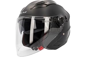 Curve Casco Jet para Moto, Mercury, Material Resina ABS termoplástica, Sistema de ventilación, Visor Solar Ahumado, Cierre micrométrico, Adultos, Hombre y Mujer, ECE 22.06