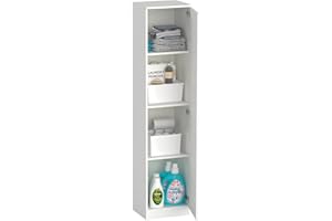 Muebles Pitarch | Armadio Multiuso 1 porta per pulizia, cucine, gallerie, 4 scomparti, 180x40x35 cm (altezza x larghezza x profondità) porta a sinistra o destra, Bianco, Collezione Tibet